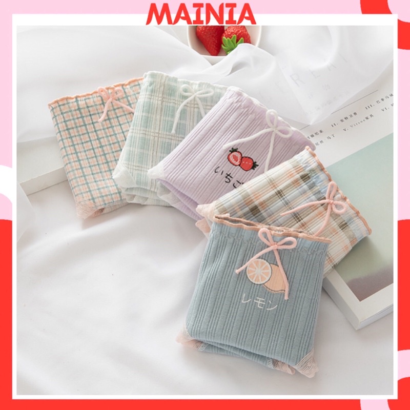 Quần Lót Nữ Cotton Hoạ Tiết Caro Hoa Quả Xinh Xắn Dễ Thương Chíp Nữ Cotton Cao Cấp Mainia Shop