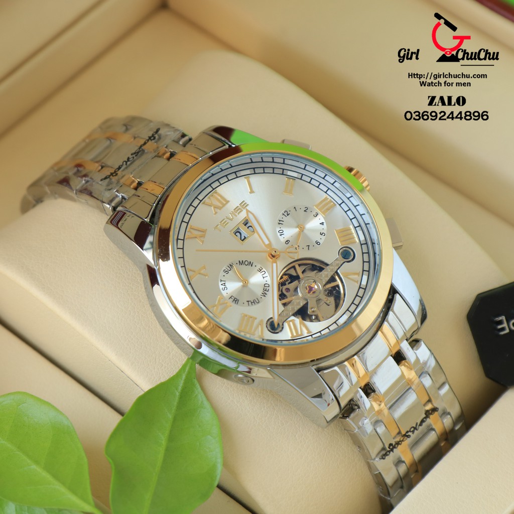 Đồng hồ nam Tevise cơ lộ máy 2 mặt với kiểu dáng thể thao năng động, máy cơ automatic chạy vĩnh viễn