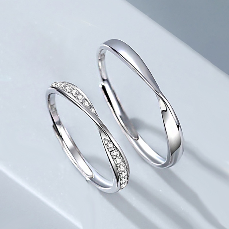 Nhẫn Đôi Đính Đá Zircon Đơn Giản Thời Trang