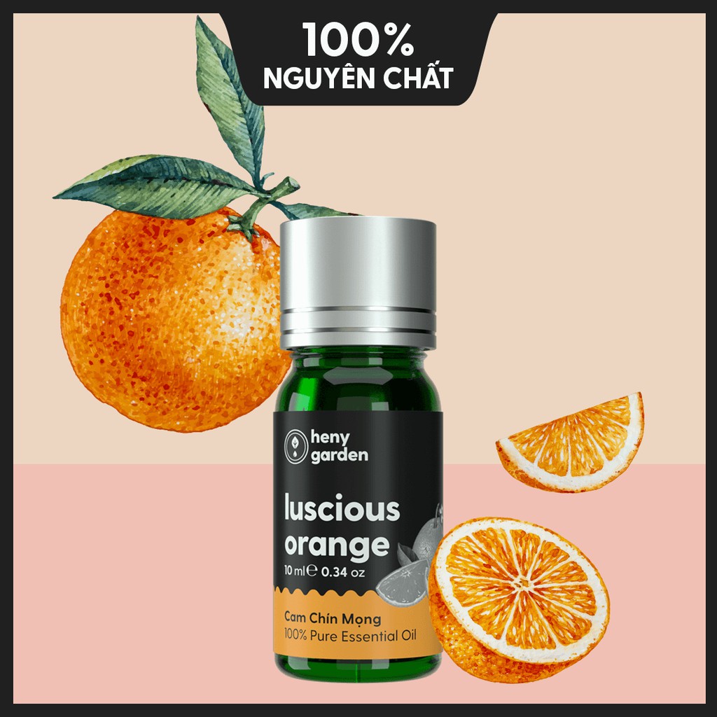 Tinh Dầu Cam Ngọt Organic Thiên Nhiên Nguyên Chất Đậm Đặc Xông Thơm Phòng, Làm Nến Thơm HENY GARDEN