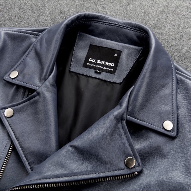 Biker vạt chéo màu xanh coban