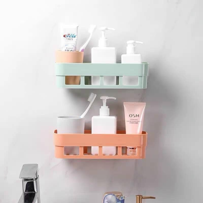 Kệ dán tường đa năng tiện lợi, kệ nhựa để đồ nhà tắm, giá treo tường đựng đồ nhà bếp