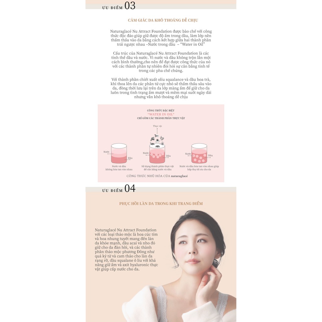 Kem nền kết hợp cọ trang điểm &amp; dưỡng da naturaglacé Nu Attract Foundation (NB1 - Màu da sáng), 3.5g