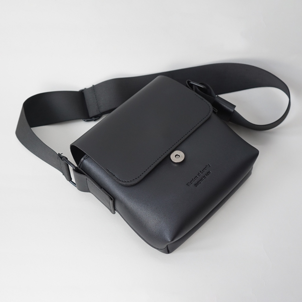 Túi đeo chéo da trơn JAMS mini nam nữ dáng vuông hai màu đa năng tiện dụng