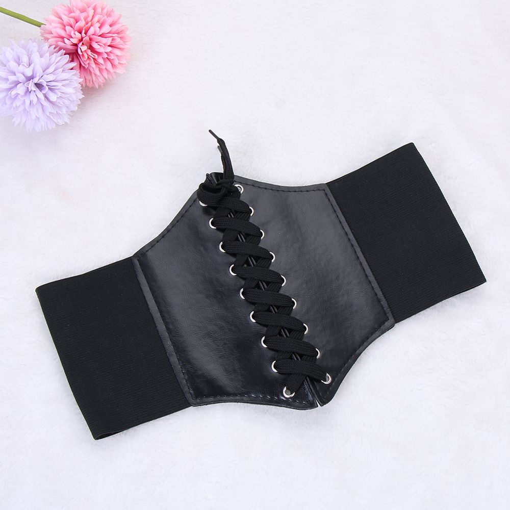 Thắt lưng da bản rộng co giãn phối dây buộc thời trang sành điệu dành cho nữ