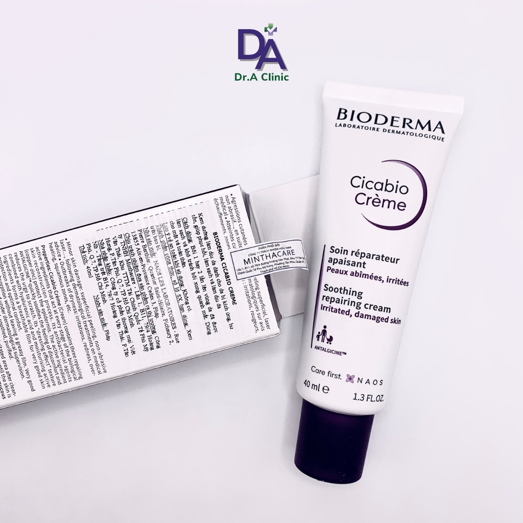 Kem Dưỡng Ẩm Phục Hồi Da Bioderma Tím Cicabio Cream 40ml cho da khô và da nhạy cảm cực lành tính - Dr.A Clinic