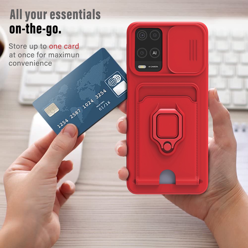 Ốp Điện Thoại Hình Máy Ảnh Có Dây Đeo Dạng Trượt Cho OPPO A16 A15 A15S A55 A54 A74 A95 A94 Reno 5 Lite 5F F19 Pro