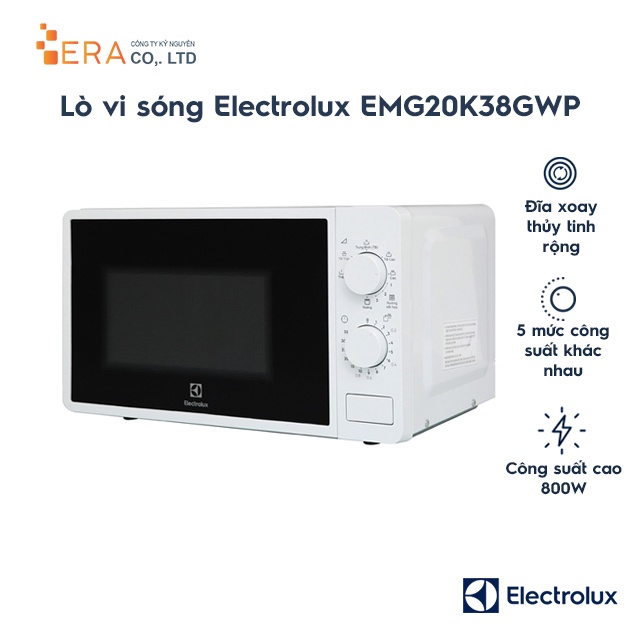 [Mã ELHADEV giảm 4% đơn 300K] Lò vi sóng có nướng Electrolux EMG20K38GWP 20 lít