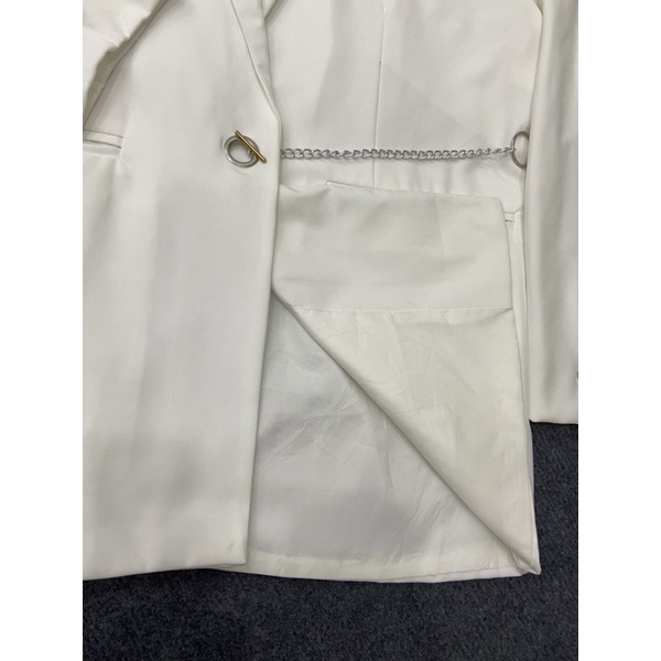 A Áo Khoác Blazer Nam Nữ Form Rộng Dài Tay Thời Trang Unisex Basic Cổ Vest ,Phong Cách Hàn Quốc
