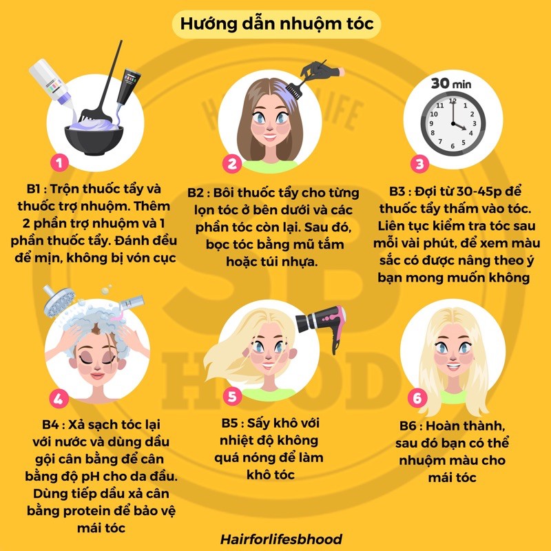 Bột tẩy tóc hữu cơ 💥CAO CẤP💥 HAIRFORLIFESBHOOD giúp thay đổi màu tóc