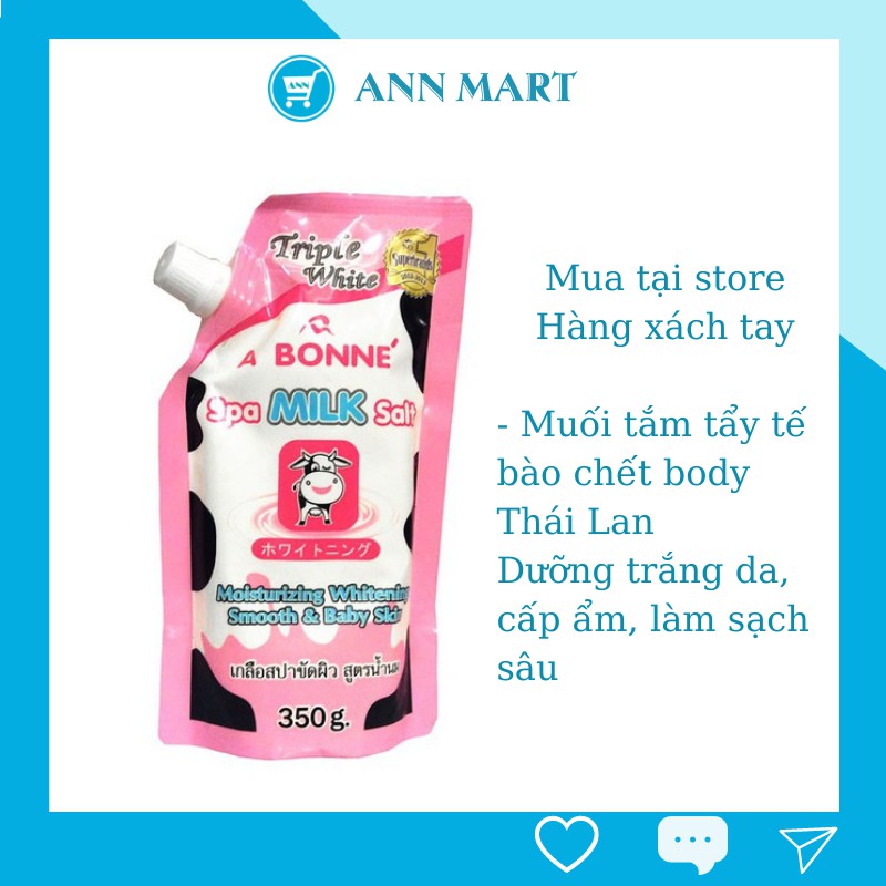 [CÓ SẴN] Muối Tắm Sữa Bò Tẩy Tế Bào Chết A Bonne Spa Milk Salt 350gr hàng mua tại store Thái Lan