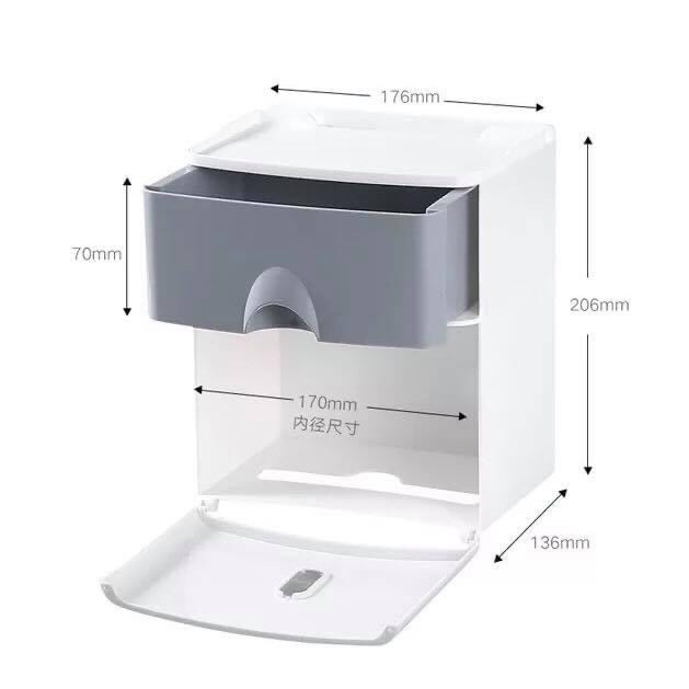 JH256 Hộp đựng giấy vệ sinh gắng tường tiện dụng có ngăn kéo hãng Oenon nhựa ABS cao cấp không mùi (Kèm miếng dán)