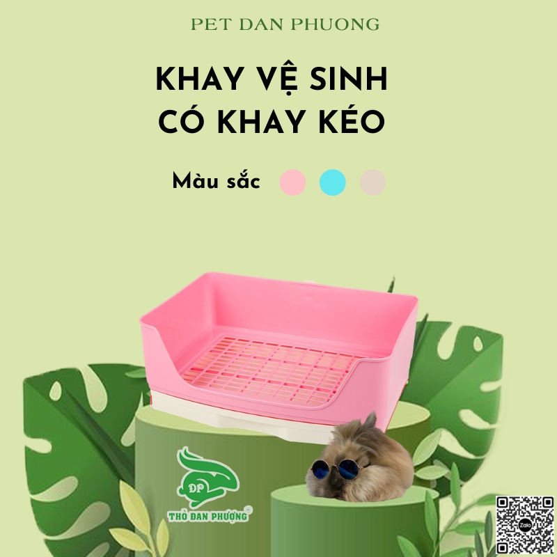 Khay vệ sinh size đại cho thỏ, chuột lang (có khay kéo)