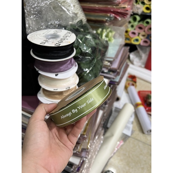 10m RUY BĂNG LỤA 2.5cm - gửi đúng màu, hình in ngẫu nhiên tùy đợt hàng