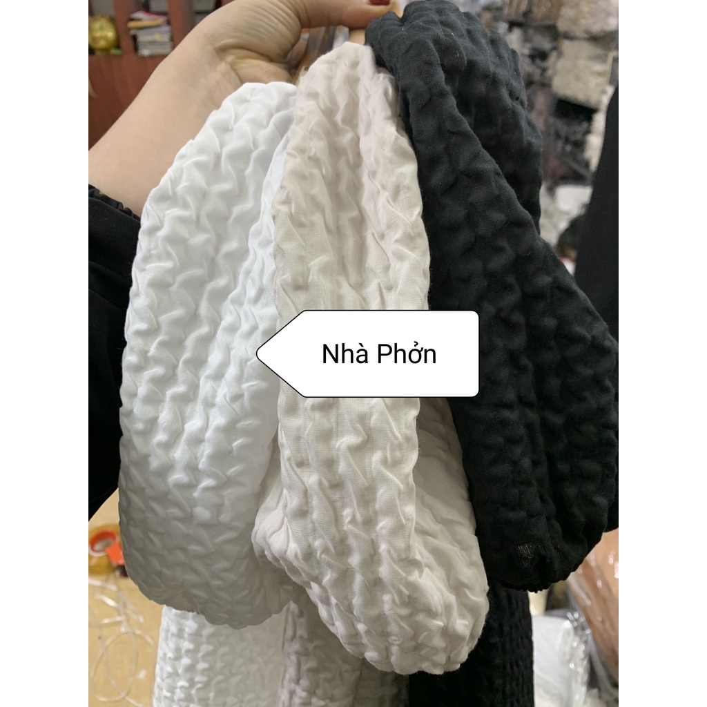 Váy đầm babydoll phồng thắt nơ hở lưng chất vải xốp