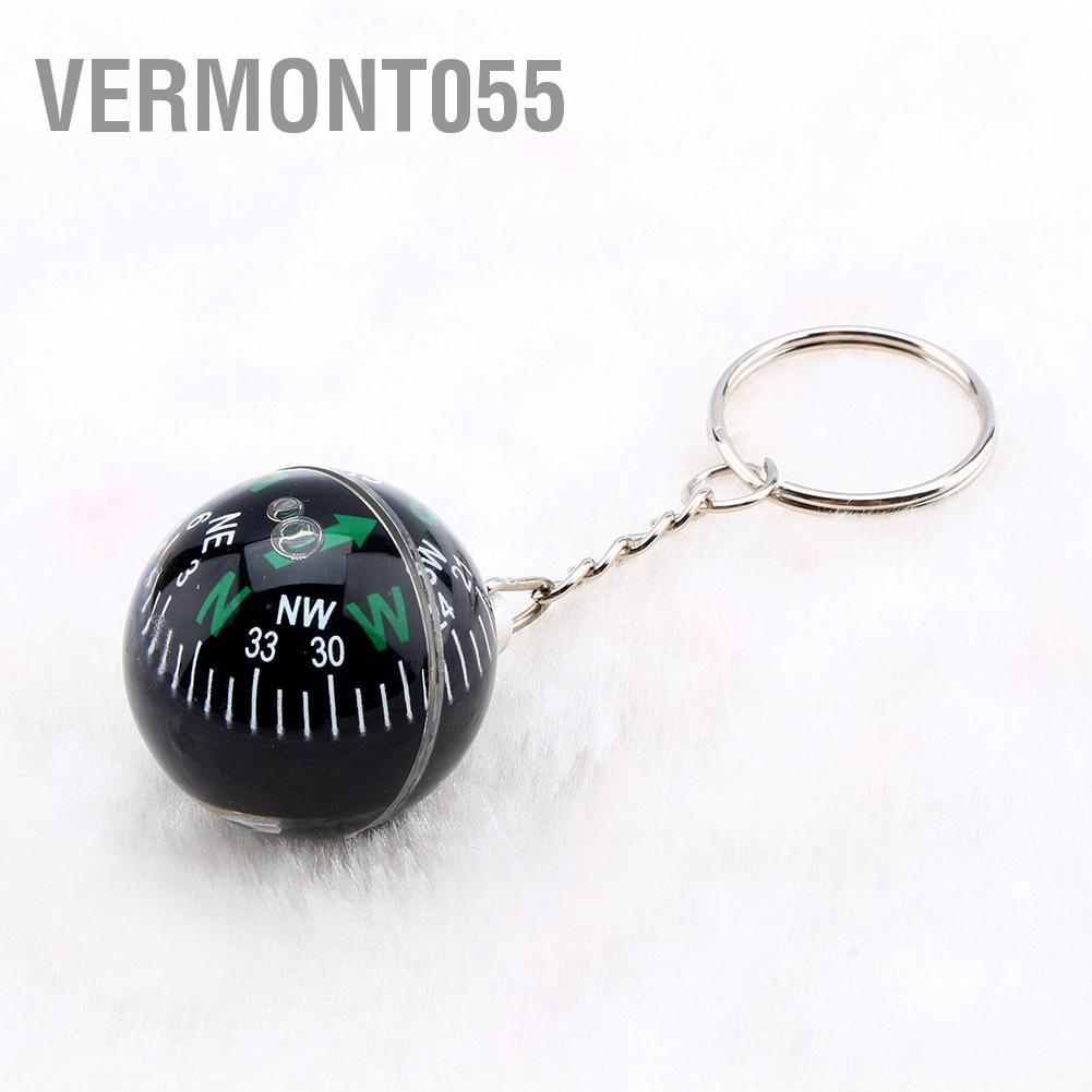 Hàng Hot 28mm Ball Keychain Chất lỏng Đầy La bàn Cắm trại Đi bộ đường dài Du lịch Sinh tồn ngoài trời Hàng giao ngayVermont055