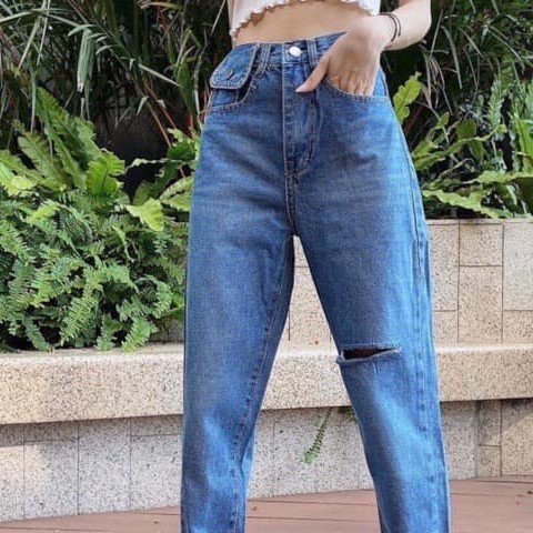 Quần jeans Thái túi nắp tưa 1 gối 003 _CHIBEST_JT003