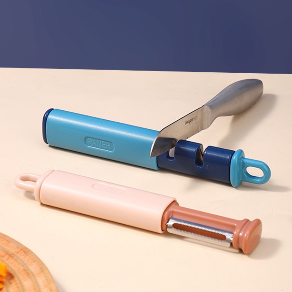 Dụng cụ mài dao kèm gọt hoa quả 2 đầu siêu bén tiện lợi dành cho nhà bếp