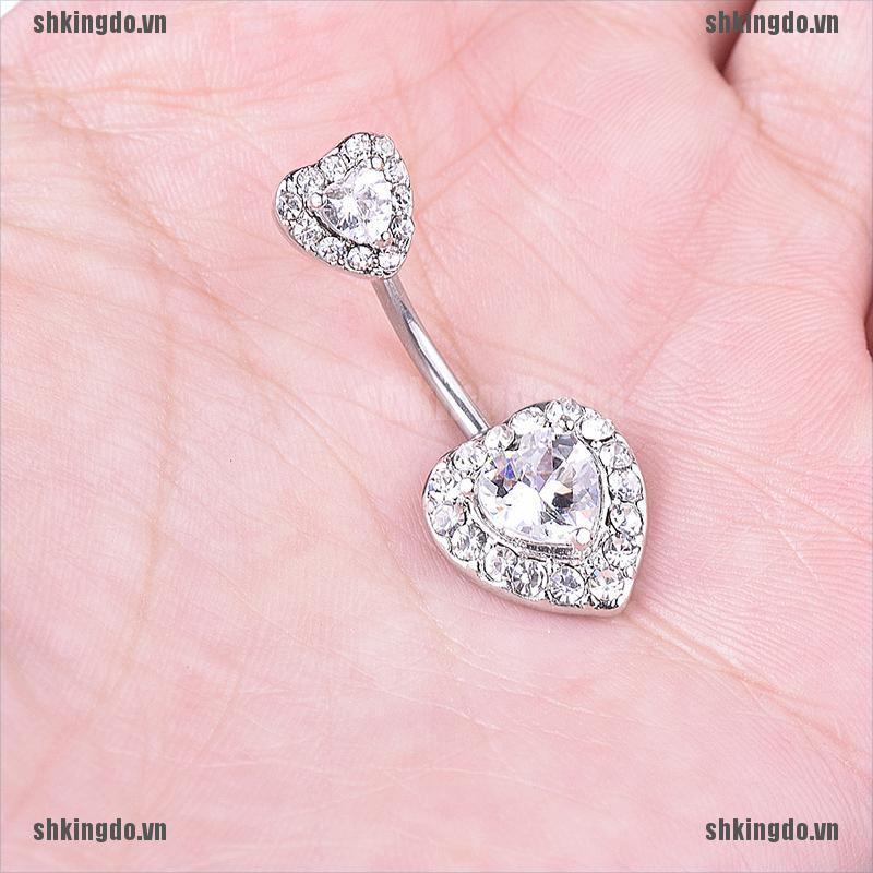 Khuyên Rốn Hình Trái Tim Đính Đá Xinh Xắn