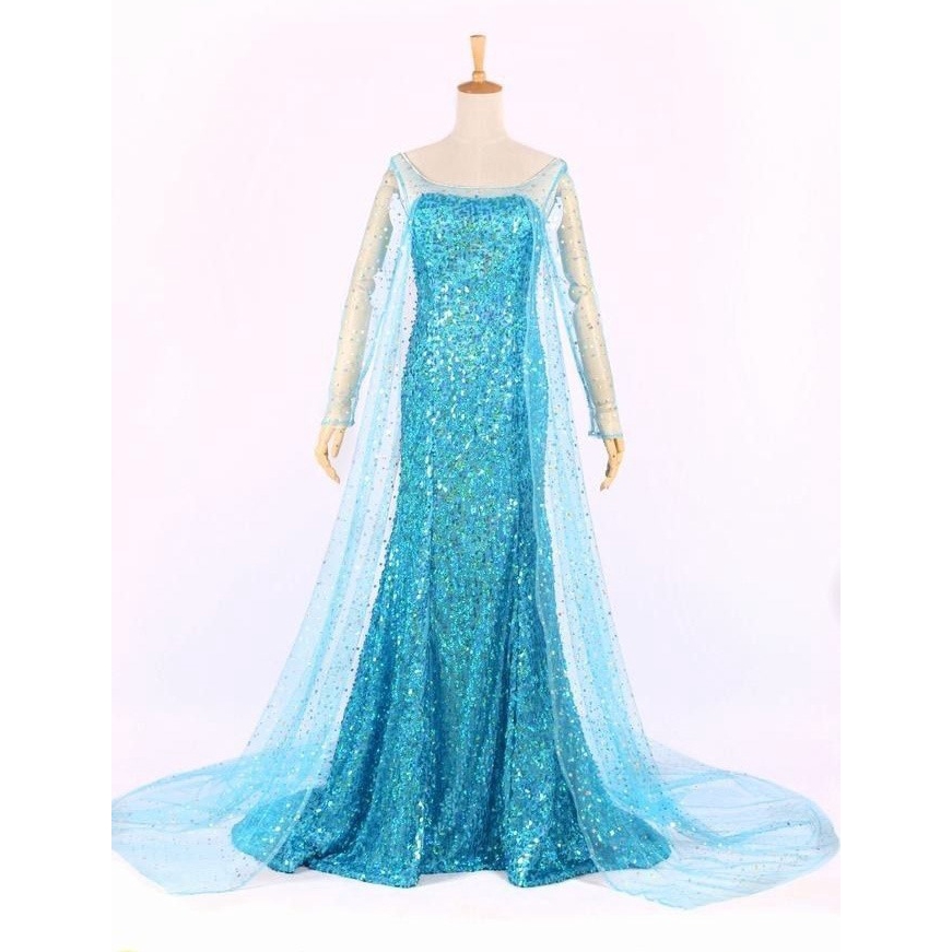 Đầm hóa trang nữ hoàng băng giá Elsa màu xanh phim Frozen