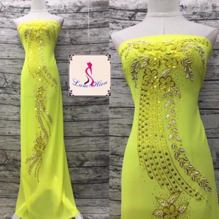 Vải áo dài kết cườm