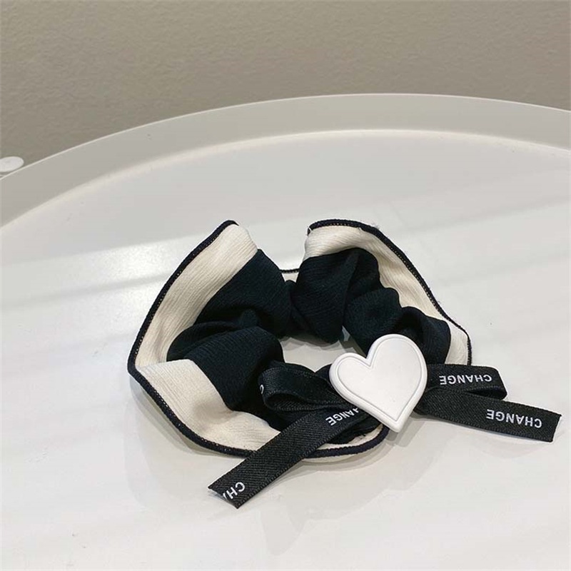 Dây buộc tóc hình nơ màu đen cỡ lớn phong cách cổ điển thanh lịch