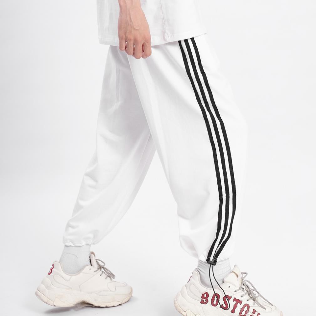 Quần jogger BÓ CHUN RÚT GẤU 3 SỌC thể thao unisex N7 nam nữ ống rộng hiphop bigsize thu đông basic pants 2021