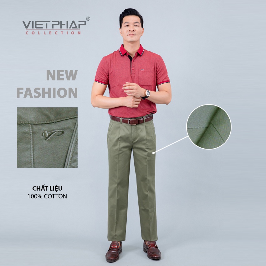 Quần Kaki Nam Có Ly VIỆT PHÁP / Chất liệu chống nhăn, độ bền màu cao 1108