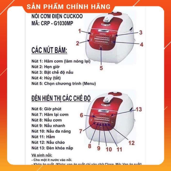 Nồi Cơm Cuckoo CRP-G1030MP Chính hãng Hàn quốc