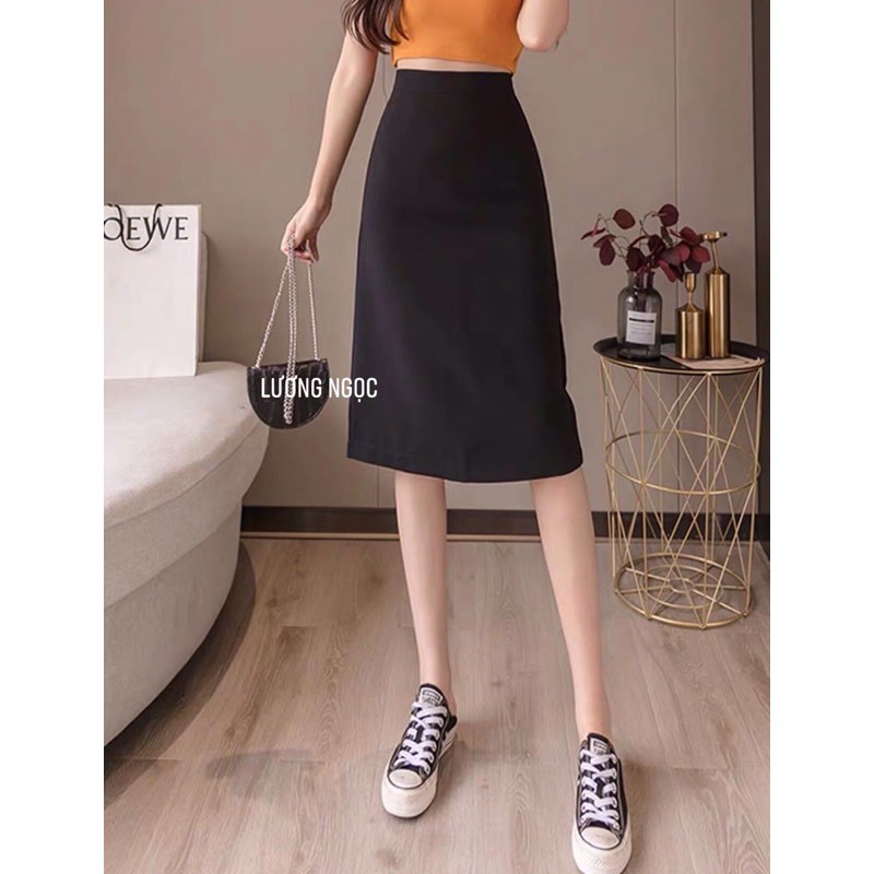 Chân váy chữ A công sở dáng dài trẻ trung xẻ sau