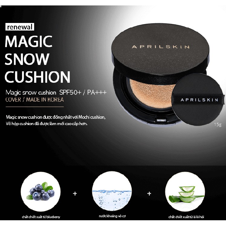 Phấn Nước Che Phủ Tốt, Dưỡng Ẩm Cho Lớp Nền Hoàn Hảo AprilSkin Magic Snow Cushion SPF50+/PA+++ 15g - Galaxy Edition | BigBuy360 - bigbuy360.vn
