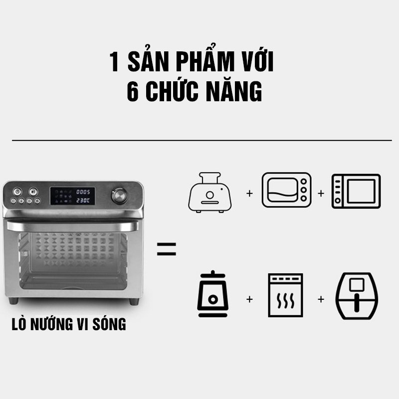 Lò nướng điện cao cấp MKMAOKE 24L, model WL-O1B, 6 chức năng trong 1, bảo hành chính hãng 12 tháng