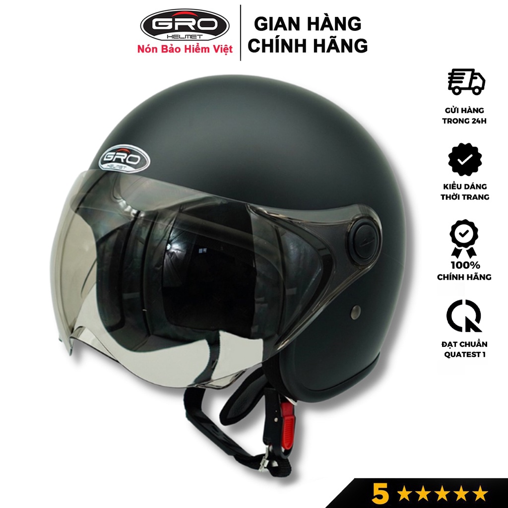 Mũ bảo hiểm thời trang, trẻ trung GRO 818KN, hai mẫu kính an toàn với vòng đầu 56 – 58 cm.