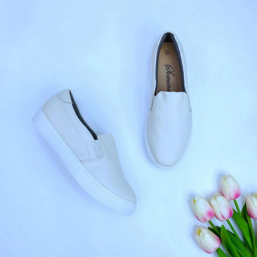 [shop giay minh thu]Slipon da thật độn đế 4cm MT731