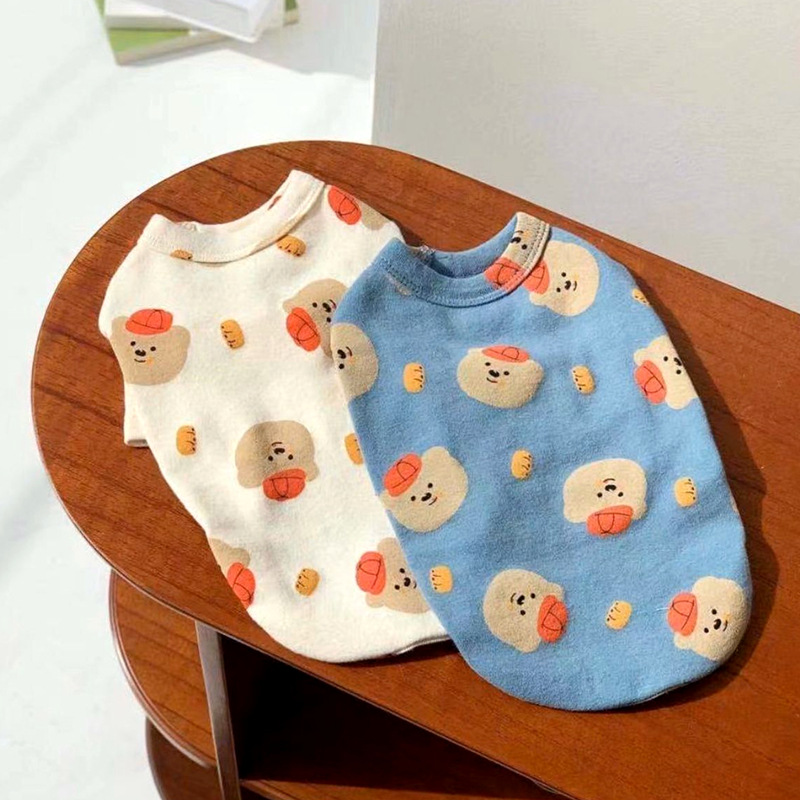 Quần áo cho chó cưng dễ thương cho chó nhỏ Gấu in mùa xuân Cún con mèo bông T-shirt Vest mùa hè cho thú cưng Quần áo