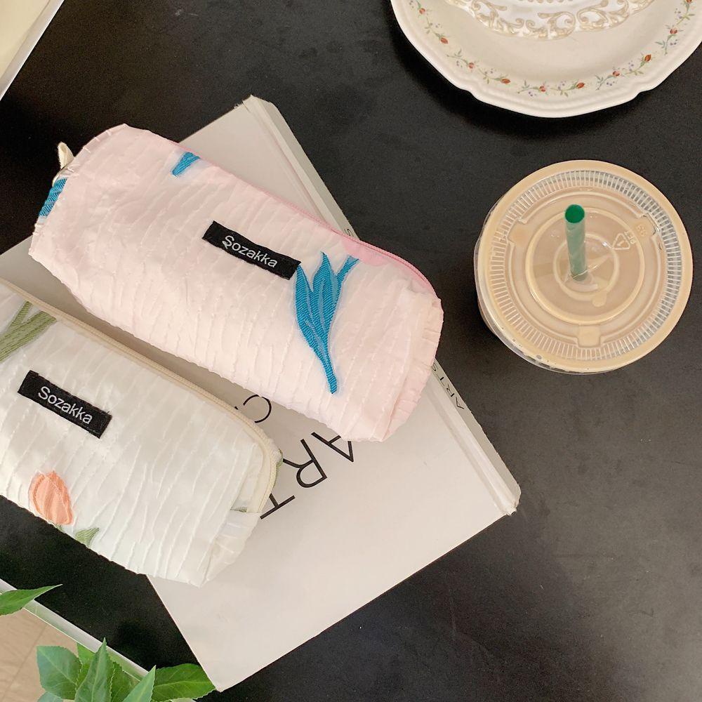 OCEANMAP Túi Đựng Mỹ Phẩm Vải Canvas Hình Vuông In Hoa Kiểu Nhật Bản Dễ Thương