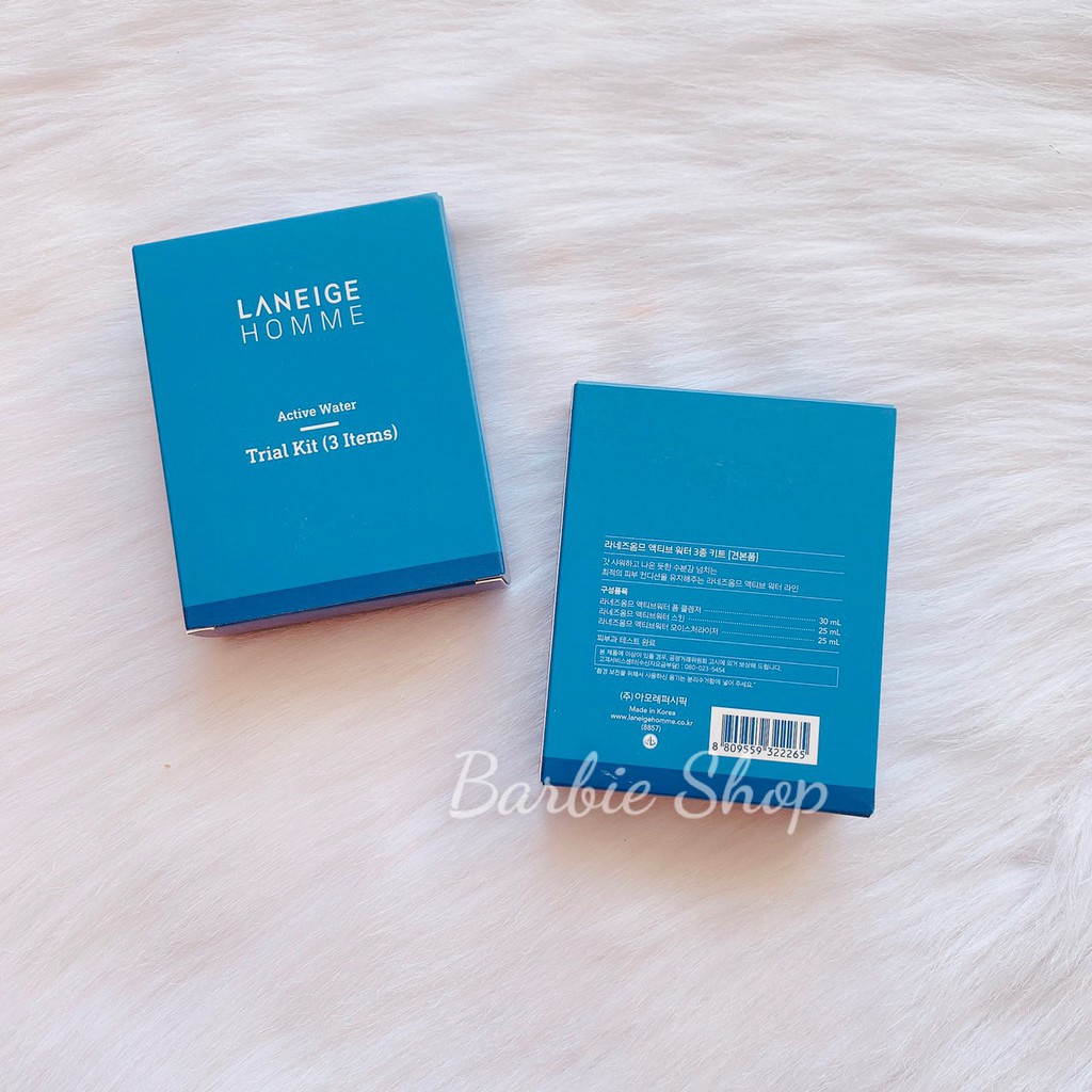 Set Dưỡng Da Laneige 3 Món Homme Active Water Trial Kit- Xanh Dương