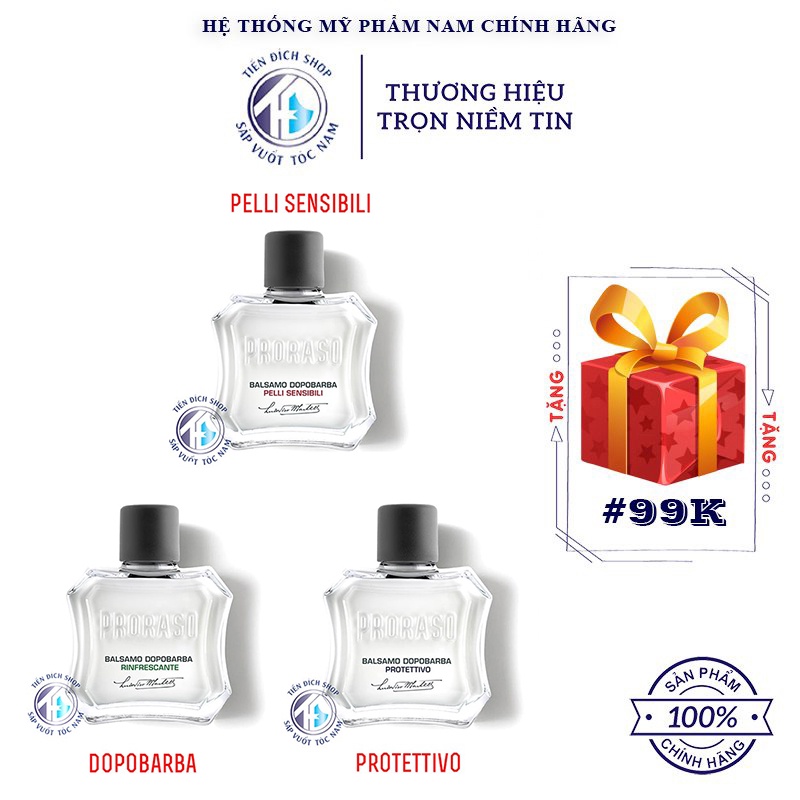Dầu dưỡng sau cạo râu Proraso Aftershave (Full Phiên Bản) | Green Tea Oat - Blue Balm Aloe Vitamin E - Green Balm Mentho