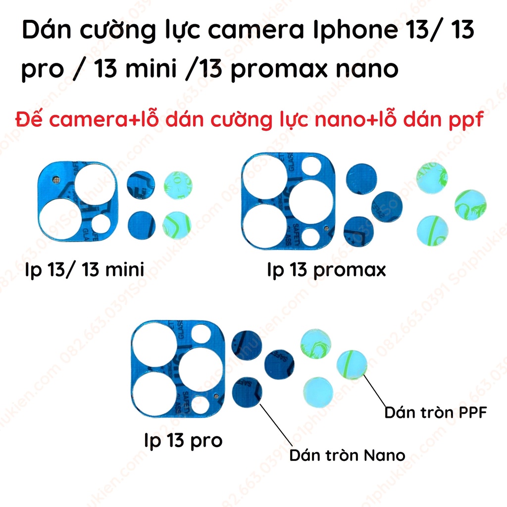 Dán cường lực camera Iphone 13 / 13 mini / 13 pro / 13 promax (13 pro max) siêu trong, chống bể tương thích mọi loại ốp