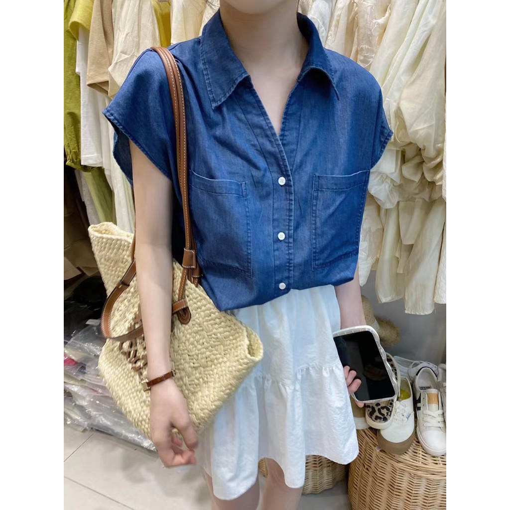 [CÓ SẴN-ẢNH THẬT] Sơ mi sát nách denim