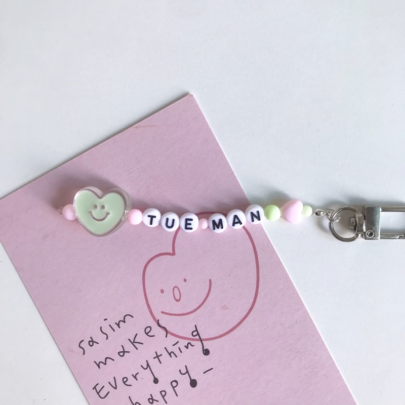 Móc khoá hạt cườm, móc khoá đôi, móc khoá nhóm hạt cườm chữ cái tên theo yêu cầu