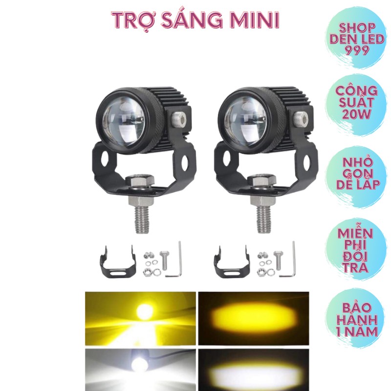 Đèn Trợ Sáng Mini Bi cầu 2 màu M1 Cos vàng - Pha trắng Chuẩn Loại 1 BH 1 năm