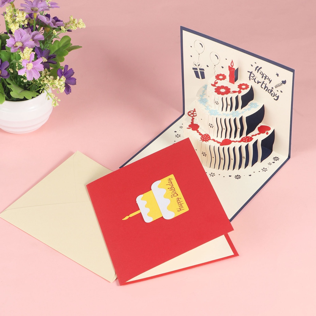 [proflyVN]Bitrthday Card with Envelope Pop Up Card 3D Card