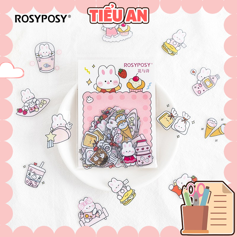 Bộ sticker/ Hình dán Thỏ &amp; Em Bé RosyPosy