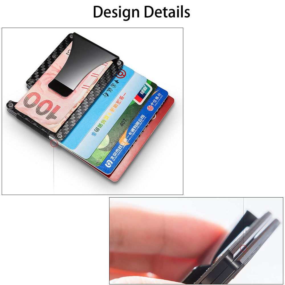 💎OKDEALS💎 New Metal Wallet Stainless Steel Carbon Fiber Money Clip Purse Organizer RFID Blocking Slim Black Credit Card Holder