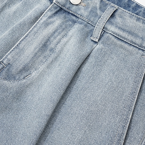 OWL BRAND® PLEATED RELAX JEANS - Quần jeans dài xếp ly ống rộng / Xanh