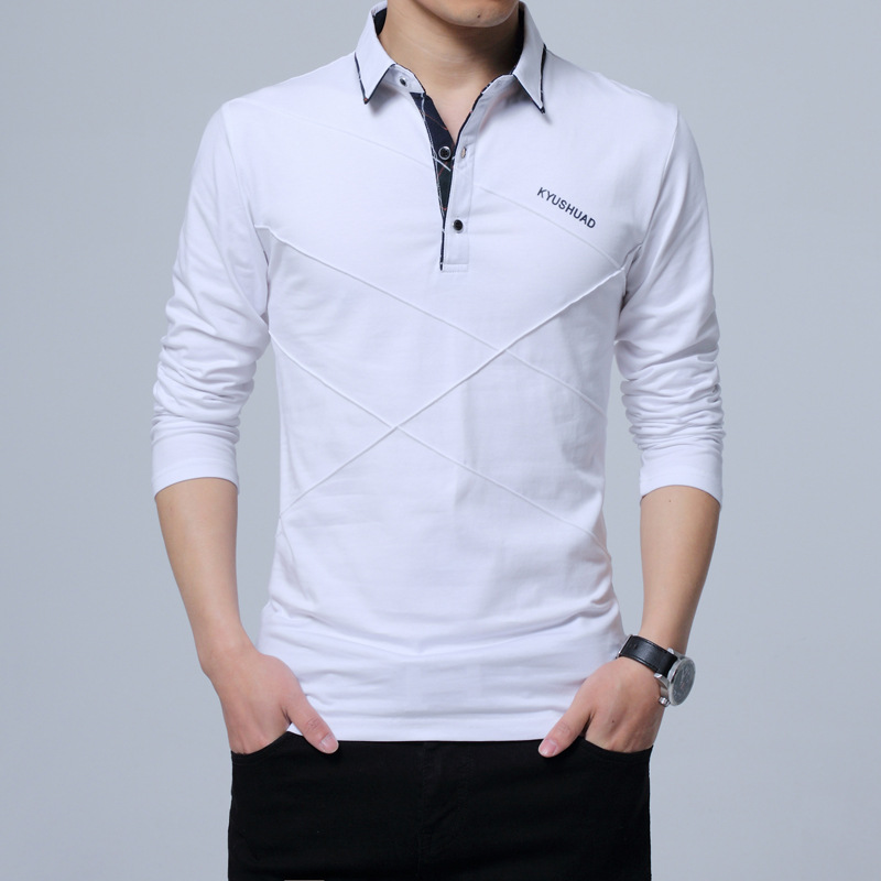 Áo thun polo BEFOYI vải cotton 95&amp; tay dài in sọc thời trang nam tính size M-5XL