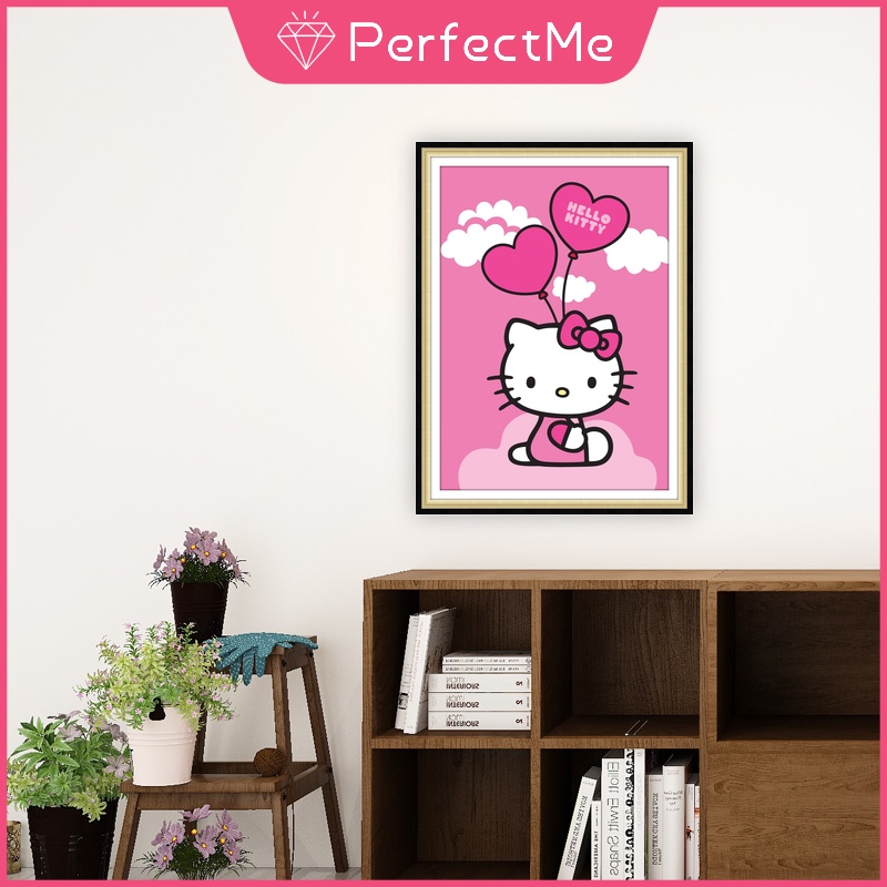 Bộ tranh đính đá 5D họa tiết hoạt hình Hello Kitty độc đáo DIY 30x40cm trang trí nhà cửa