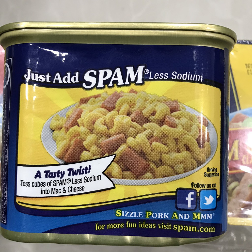 [Date: 03/2023] Thịt hộp Spam Giảm mặn Hormel 25% Less Sodium 340g, Thịt đóng hộp, Thịt heo hộp,Thịt hộp spam mỹ