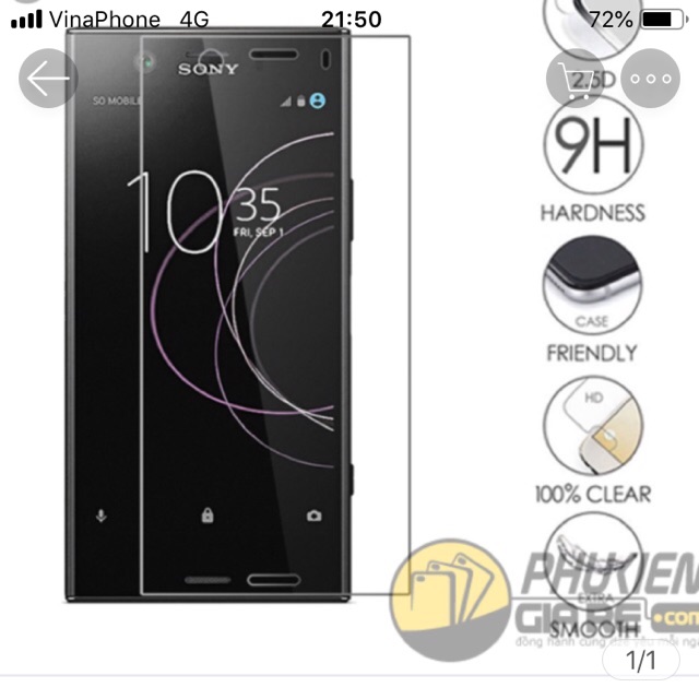 Bộ 3 miếng dán cường lực Sony XZ1